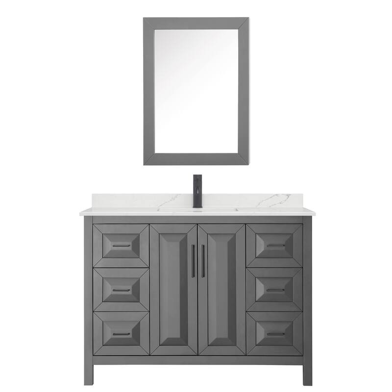Daria 48-inch Single Vanity, Single Hole Quartz Top, Med Cabinet