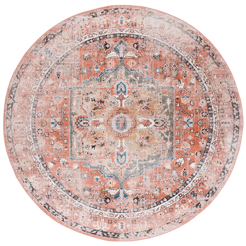 SAFAVIEH Cornelia Reinharda Vintage Rug - 6'7" Round - Rust