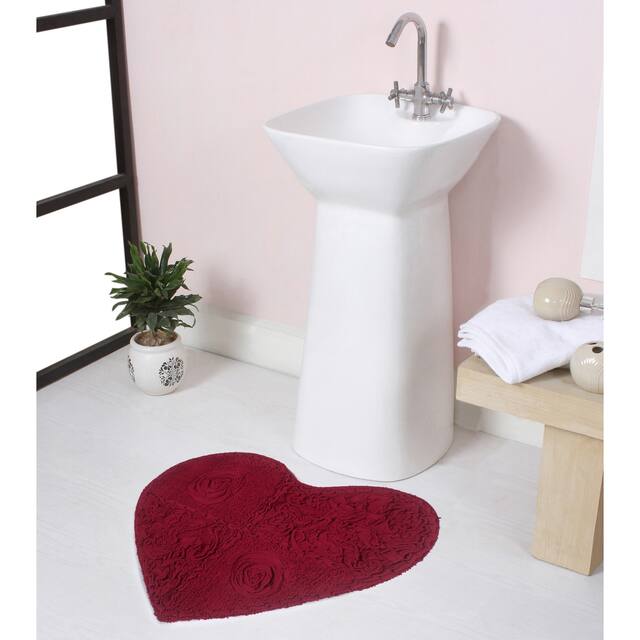 Home Weavers Modesto Collection Absorbent Cotton Machine Washable Bath Rug - 25"x25" - Red