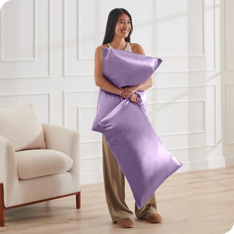 Bare Home Poly Satin Pillowcase Set for Hair and Skin (Set of 2)