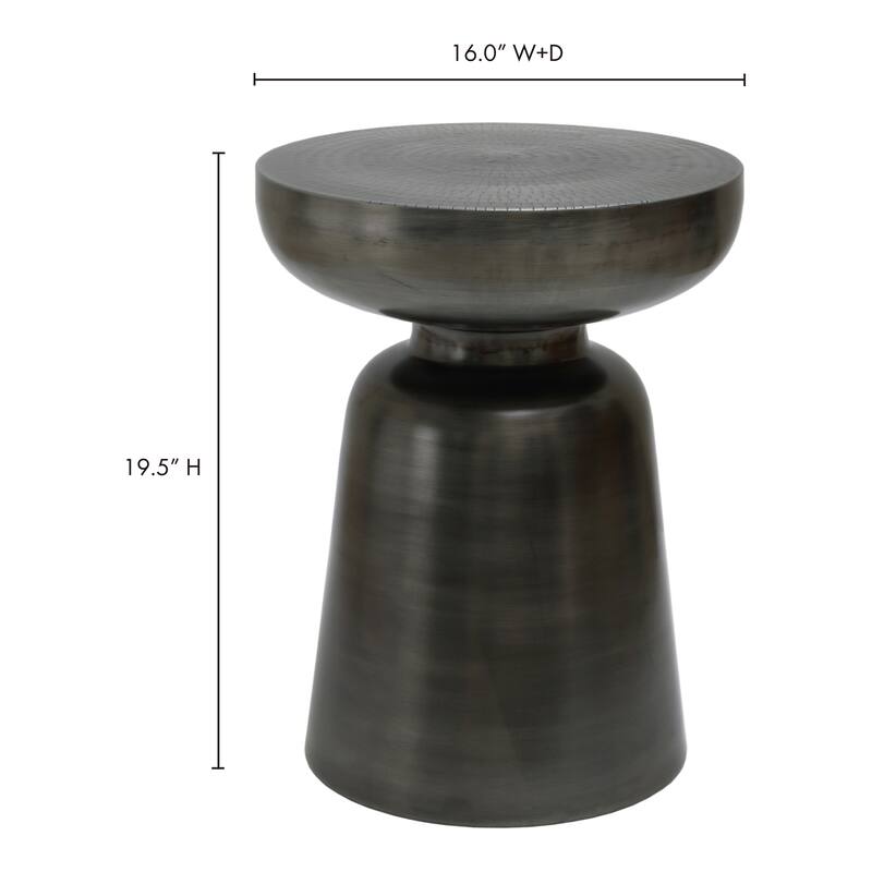 NADAAL STUDIOS Theo Accent Table, Solid Iron, Round Design, Antique Nickel Finish, Antique Copper Finish