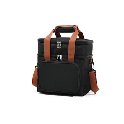 Portable Lunch Bag with Dual Layers and Multiple Storage Pockets