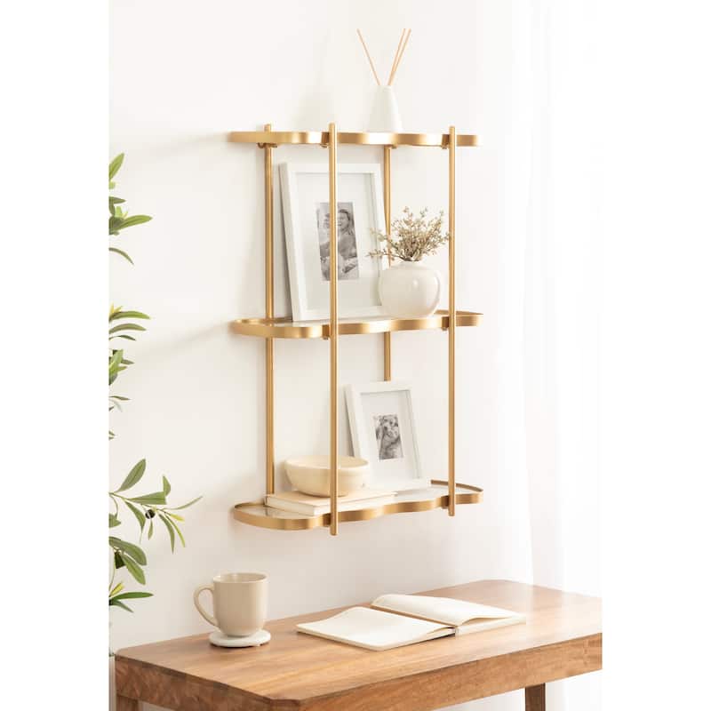 Kate and Laurel Curventi Tiered Wall Shelf Glass and Metal - 21x8x28
