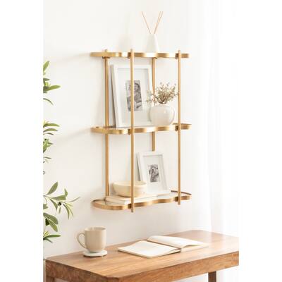 Kate and Laurel Curventi Tiered Wall Shelf Glass and Metal - 21x8x28