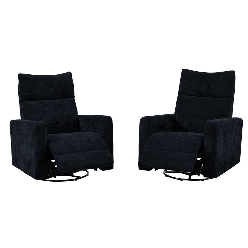 Olmas 33.5"W Power Swivel Glider Recliner with USB Charger Set Of 2