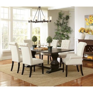 Parkins Rustic Espresso and Beige Dining Table Set