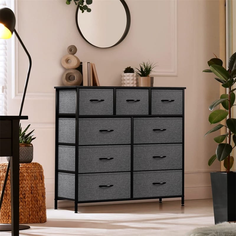 Dresser with 9 Drawers - Black - 9-drawer