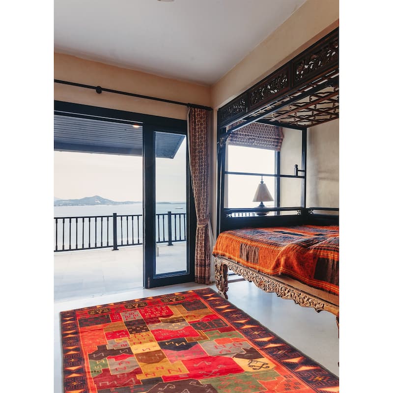 ECARPETGALLERY Hand-knotted Baluch Red Wool Rug - 3'8 x 6'6
