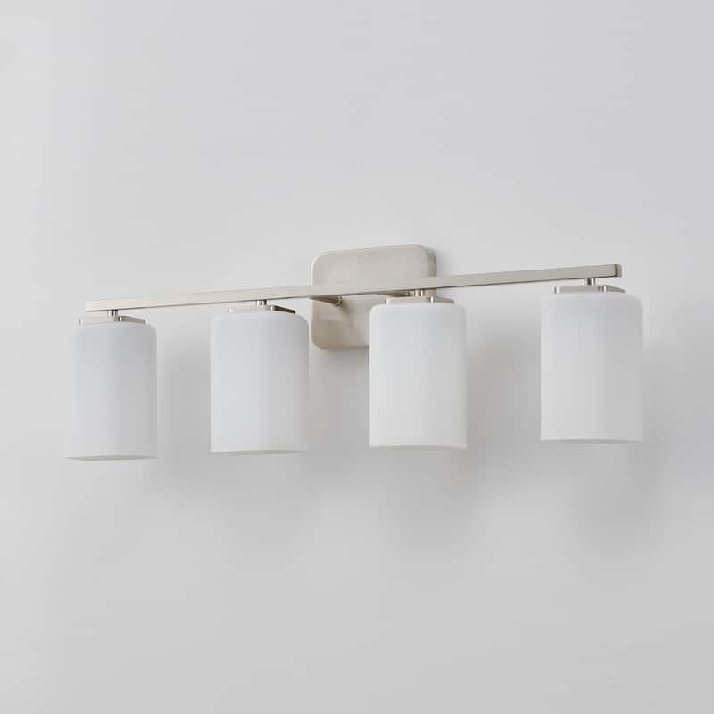 KAWOTI Modern & Contemporary Vanity Light with Frosted Glass Shade - 4-Light(W28.5'')