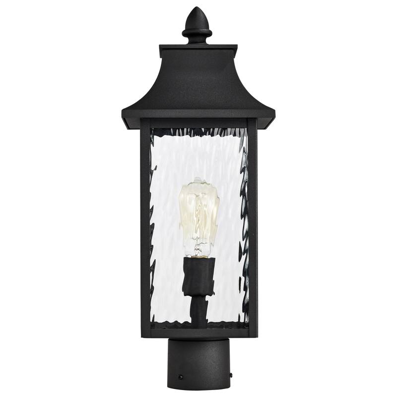 Austen Outdoor Post Light Pole Lantern 1 Light Matte Black Clear Water Glass