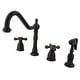preview thumbnail 10 of 30, Kingston Brass Heritage 8-Inch Widespread Kitchen Faucet with Brass Sprayer Oil Rubbed Bronze