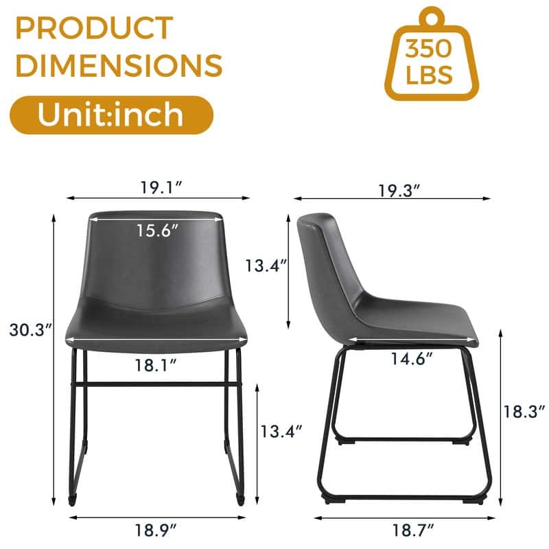 Elegant PU Leather Dining Chair with Iron Legs，Set of 2