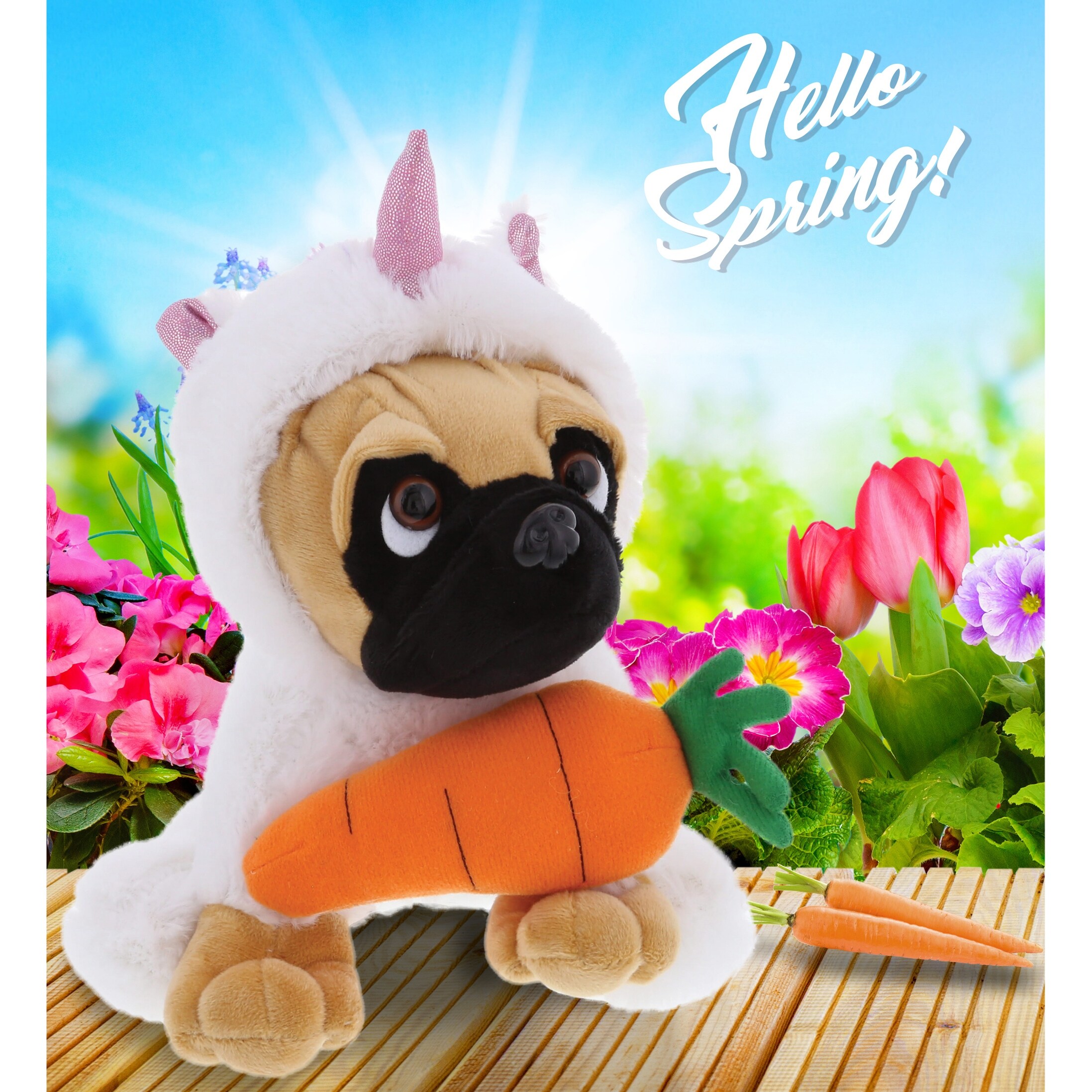 Pug unicorn top toy
