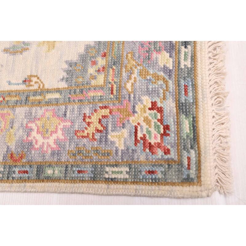 ECARPETGALLERY Hand-knotted Modern Oushak Light Grey Wool Rug - 3'2 x 4'11