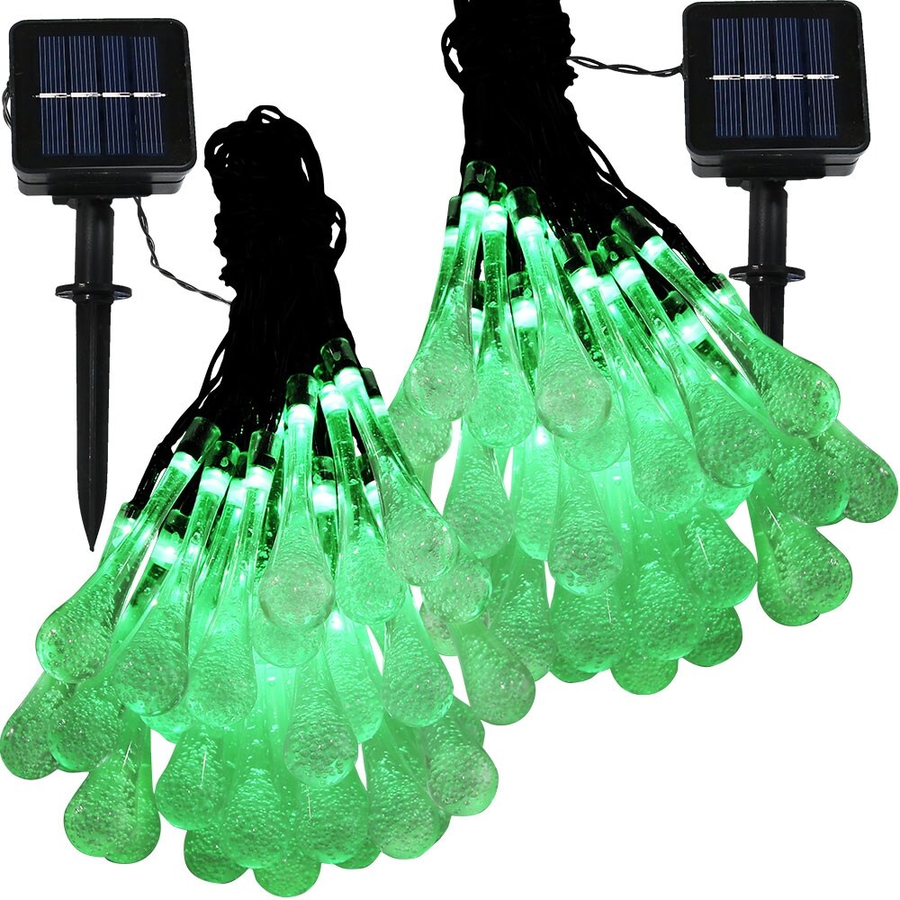 Sunnydaze 30-count White Water Drop LED Solar Powered String Lights - 20-foot Sunnydaze 30-count White Water Drop LED Solar Powered String Lights - 20-foot