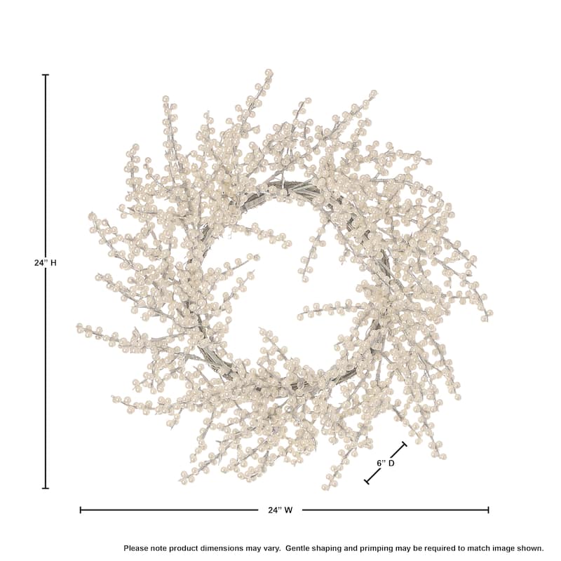 24" Waterproof Winter Berry Wreath - 24