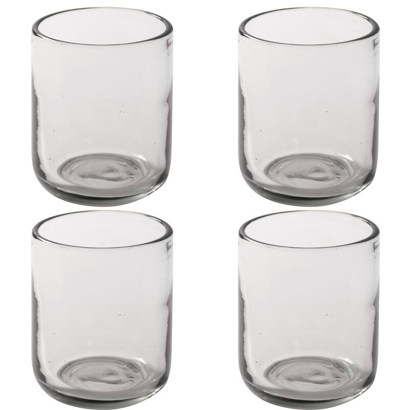 Bloomhouse Sayulita Spring 8 Piece Hand Made 16 OZ Amber Glass Double Old Fashioned Set W/ Coasters - Clear