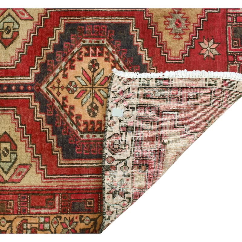 Fine Vintage Distressed Burak Navy/Red Runner - 3'0" x 10'7"