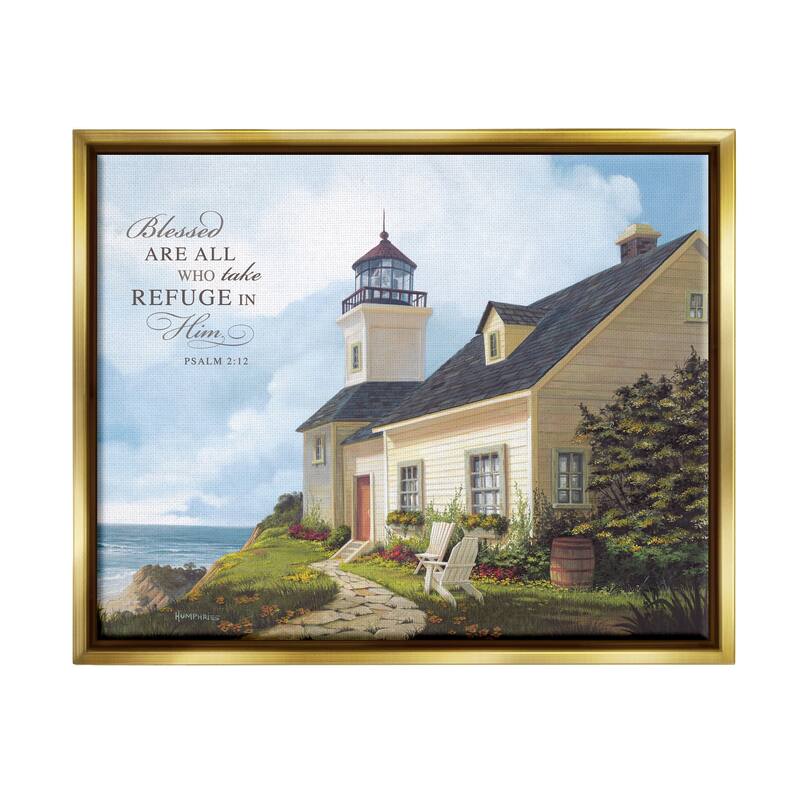 Stupell Religious Proverb Coastal Scene Framed Floater Canvas Wall Art Design by Michael Humphries
