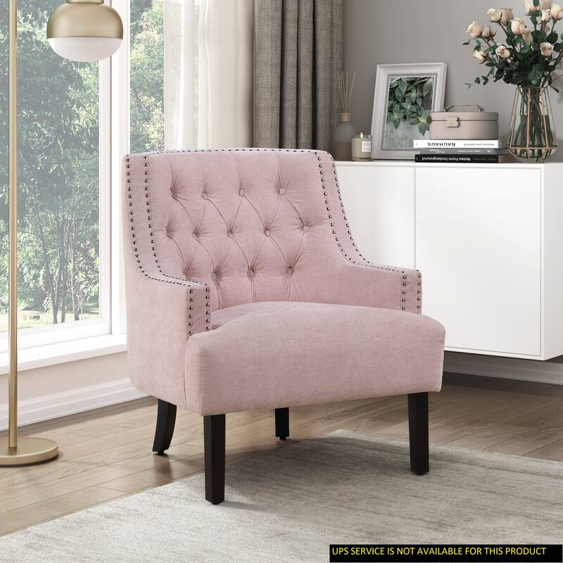 Modern Traditional Chenille Accent Chair with Nailhead Trim