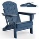 preview thumbnail 9 of 38, Folding Adirondack Chair, Outdoor Wooden Lounge Chair, Modern Lounger Adirondack Chair Ergonomic Extended Backrest Navy