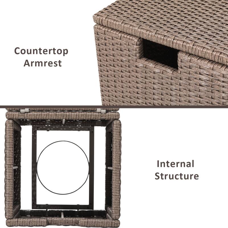 COSIEST Outdoor Hideaway Wicker Tank Table for Propane Fire Pits