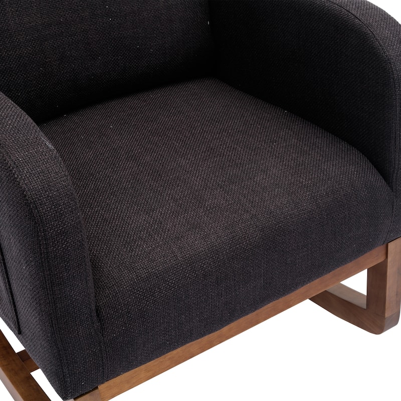 Modern 27" Upholstered Rocking Chair with Wood Legs and Side Pocket