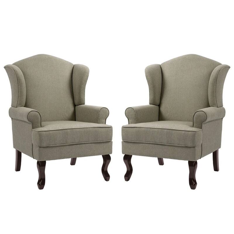 2 Set Modern Upholstery Wingback Accent Chair