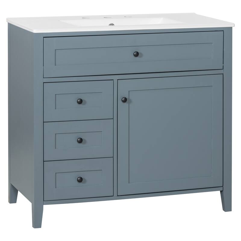 30/36 Inch Bathroom Vanity, Bathroom Sink Cabinet, Freestanding Bathroom Storage Cabinet with Ceramic Basin