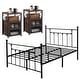 preview thumbnail 11 of 27, Taomika 3-Pieces Modern Bedroom Sets with Black Bed Frame Brown Nightstands - Full