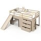 preview thumbnail 1 of 8, Costway Twin Low Loft bed with Slide Ladder Storage Drawers Play Game Beige & Gray - See Details