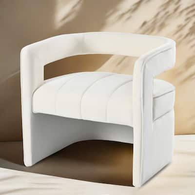 Modern Velvet Accent Chair with Ribbed Detail - 24.25" * 26.25" * 24.75"