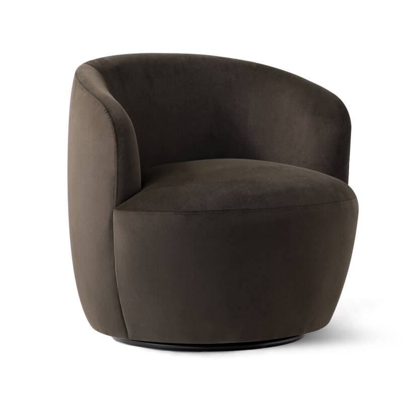 26.5" Wide Velvet Small Swivel Barrel Accent Chair