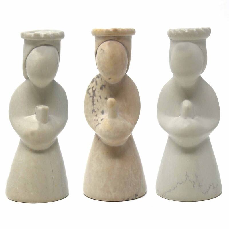 Handmade Nativity Soapstone Sculpture, 13-Piece Set (including Display Board)
