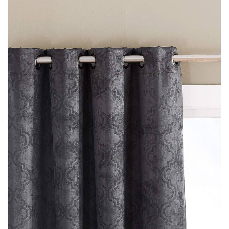 HLC.me Redmont Lattice Thermal Room Darkening Light Blocking Privacy Blackout Grommet Curtain Panels - Set of 2