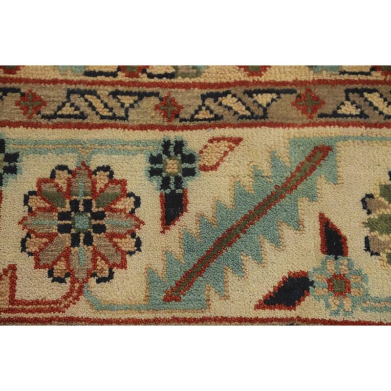 Hand-knotted Transitional Wool Carpet Blue Oushak Rug Floral Oriental Area Rug - 14' 10'' X 11' 10''
