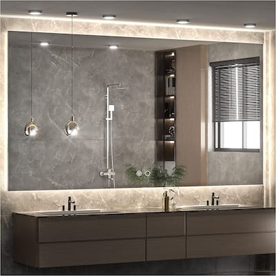Keonjinn LED Backlit Bathroom Vanity Mirror with 3-Color Warm/Natural/White Lights, Anti-Fog Wall Mounted Dimmable Makeup Mirror
