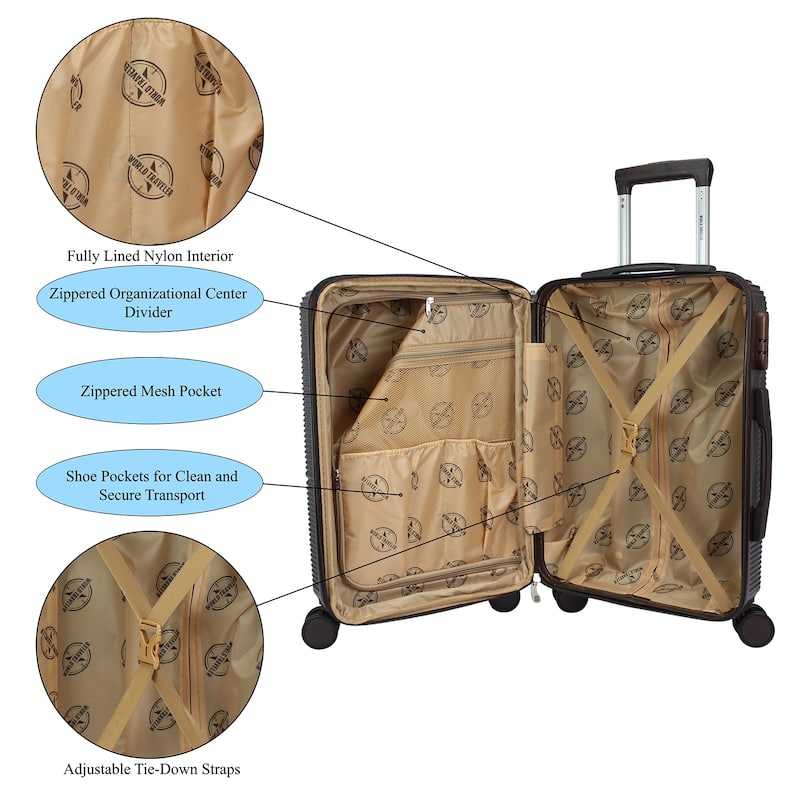 World Traveler 2-Piece Carry-on Vanity Trunk Luggage Set