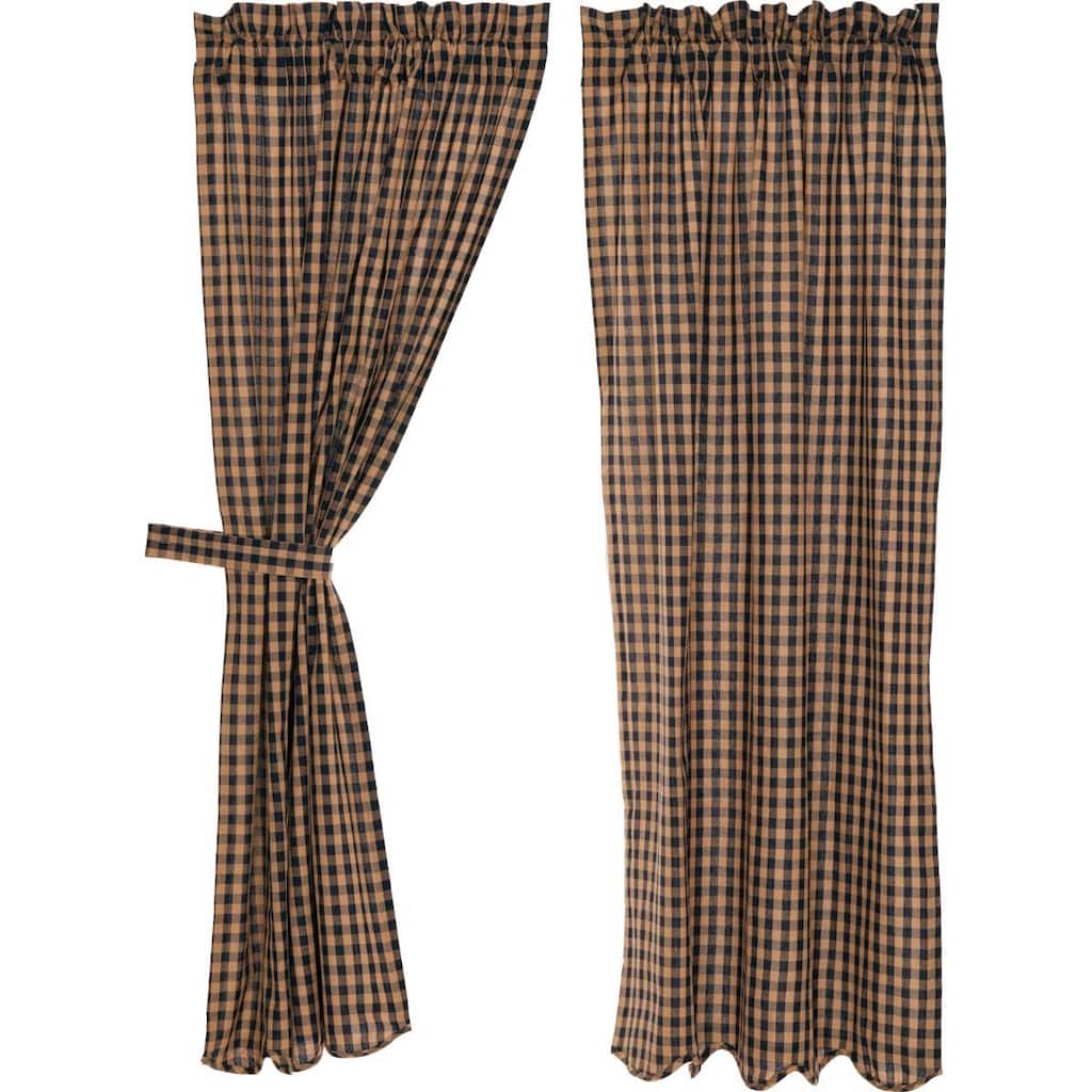 Primitive Curtains VHC Burgundy Check Short Panel 63x36 - Short Panel 63x36