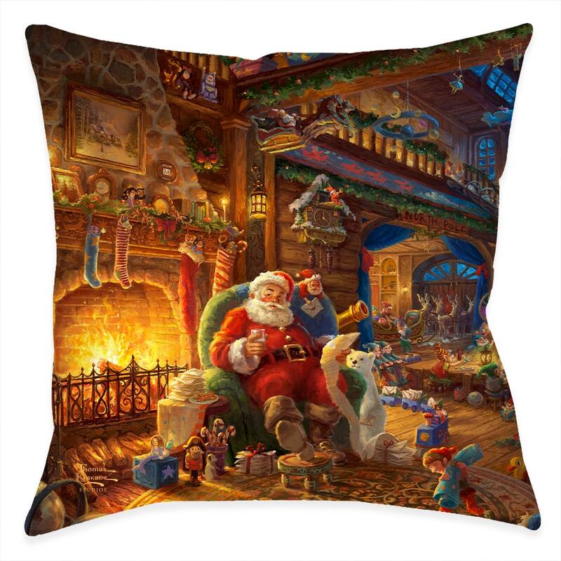Thomas Kinkade Santa's Workshop Indoor Decorative Pillow by Laural Home