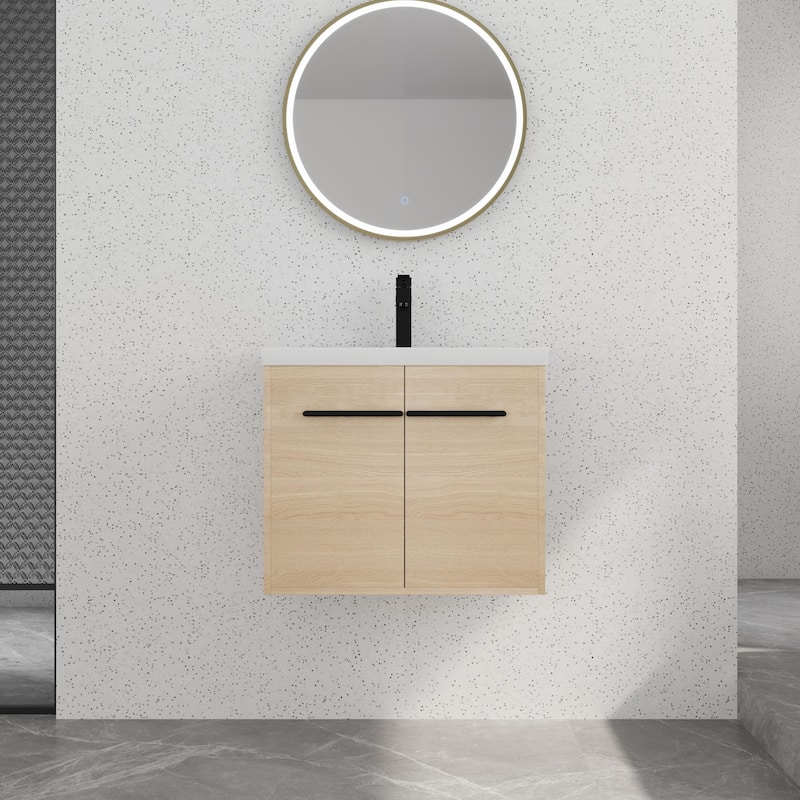 Bathroom Vanity With Sink In 16/20/24/30/36 Inch, Floating Bathroom Vanity With Soft Close Door - 24''W - Beige