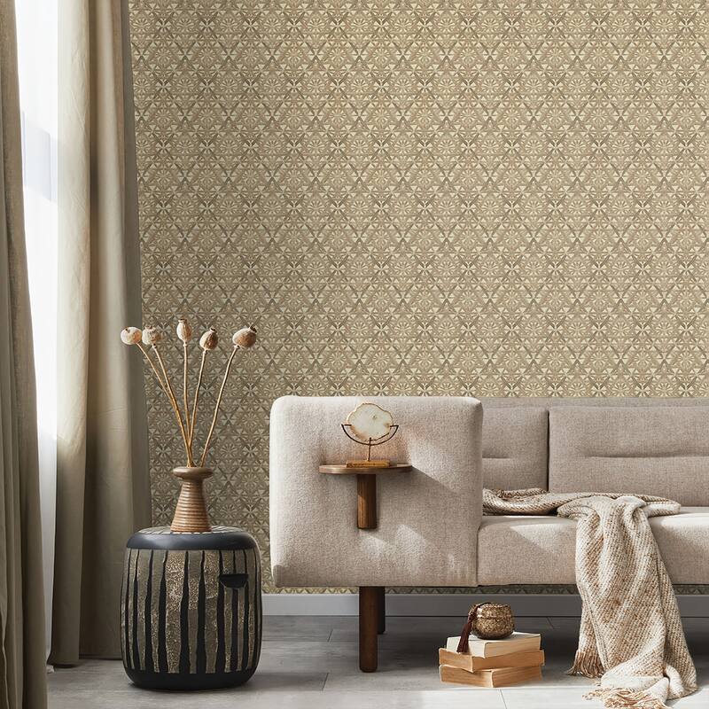 Tommy Bahama Rattan Lattice Hemp Peel Stick Wallpaper 20 5 in W x