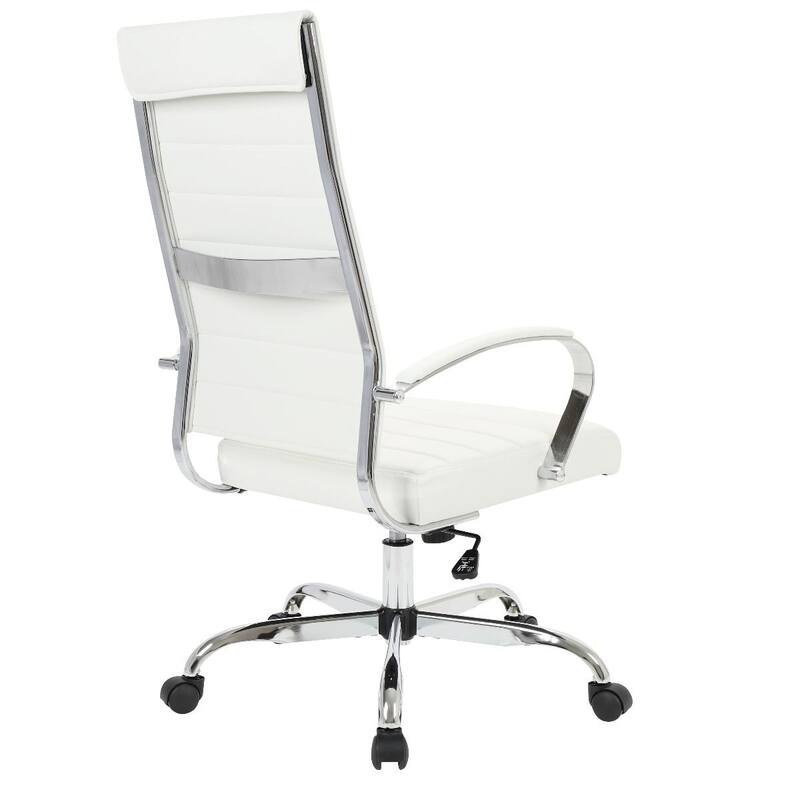 Benmar Leather Executive Office Chair with Chrome Frame, Adjustable Height, Tilt Lock, 360° Swivel, and Smooth Rolling Casters