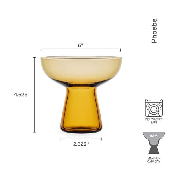 Mikasa Set of 4 Phoebe Margarita Cocktail Glass, 18 Oz, Amber