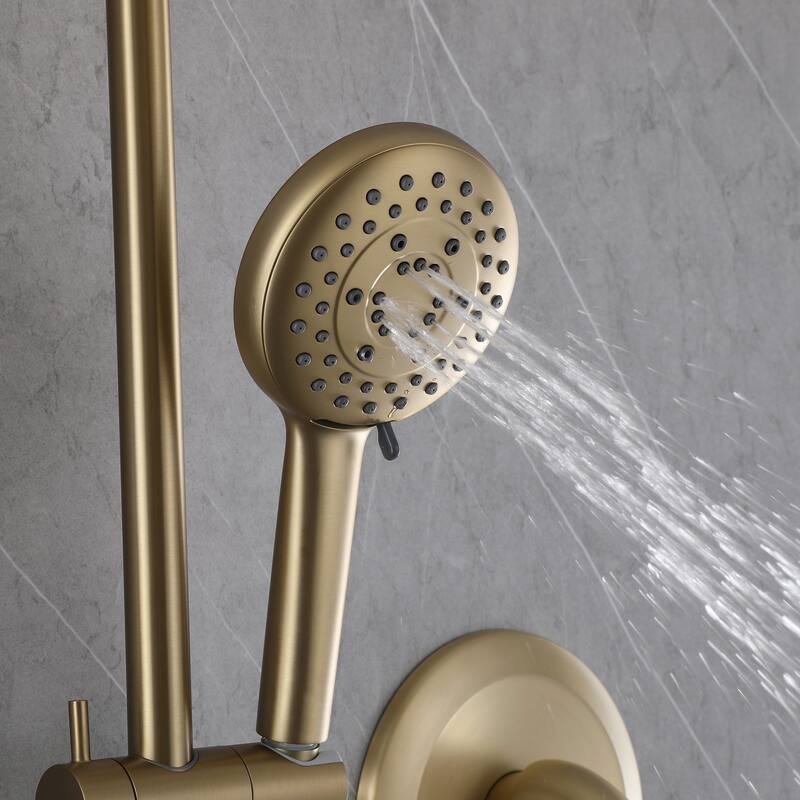 Modland High Pressure 5-Way 10'' Rain Shower Head Black with Handheld Shower Slide Bar