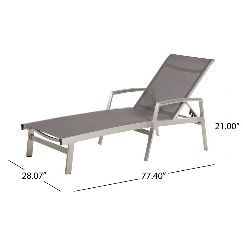2 Piece Outdoor Chaise Lounges Set Breathable Mesh Seats with Adjustable Backrest for Poolside Garden