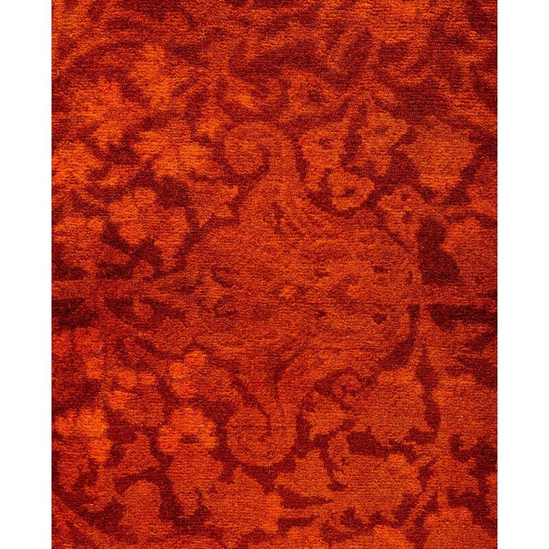 Overdyed One-of-a-Kind Hand-Knotted Area Rug - Orange - 4' 2" x 6' 0"