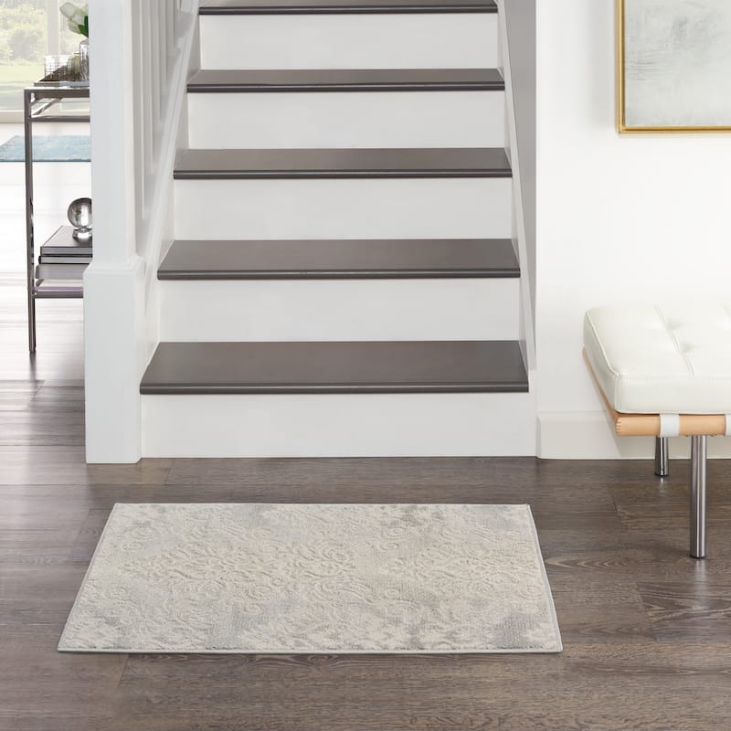Nourison Elation Damask Pattern French Country Area Rug - 2' x 3' - Ivory Grey - Rectangle