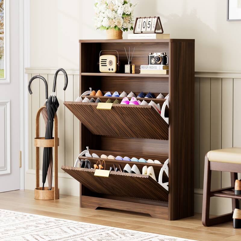 Hidden Shoes Storage Cabinet, Tall Free Standing Shoe Organizer
