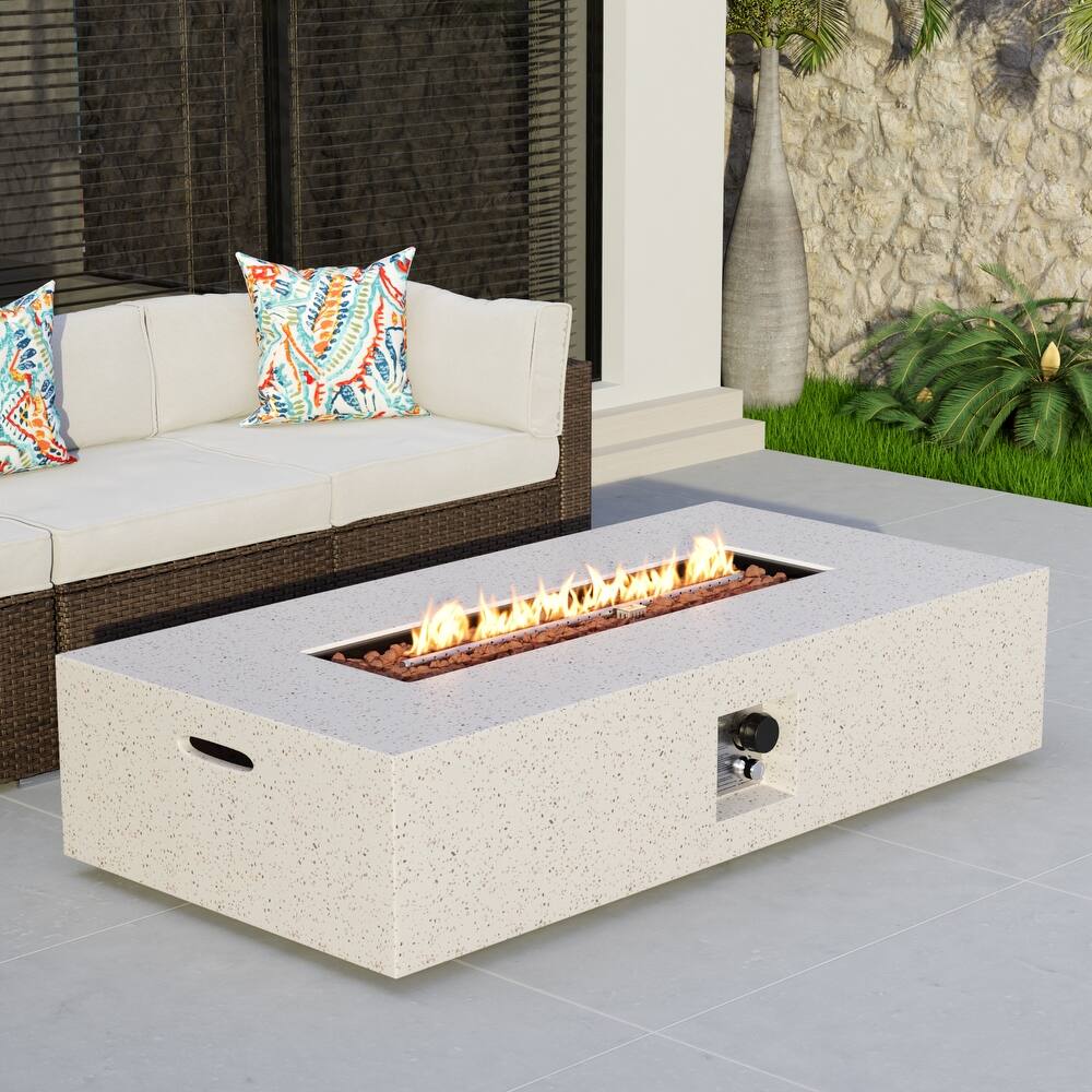 COSIEST Outdoor Rectangle Concrete Fire Pit Table (50,000 BTU)